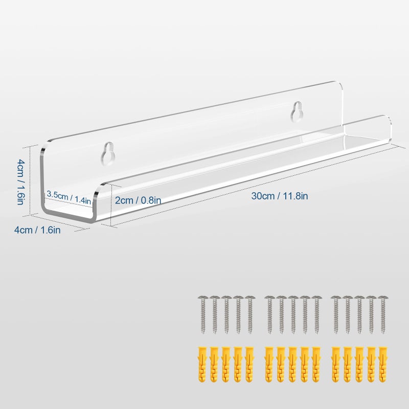 Meaocer Vinyl Record Shelf Wall Mount, 6 Pack 12 inch Clear Acrylic Album Record Holder Display, Kids Bookshelf, Floating Wall Shelves for Bathroom, Bedroom, Living Room, Kitchen - Image 3